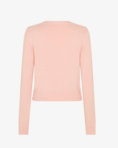 V-Neck Semi Cropped Cardigan - Light Pink SERENA BUTE