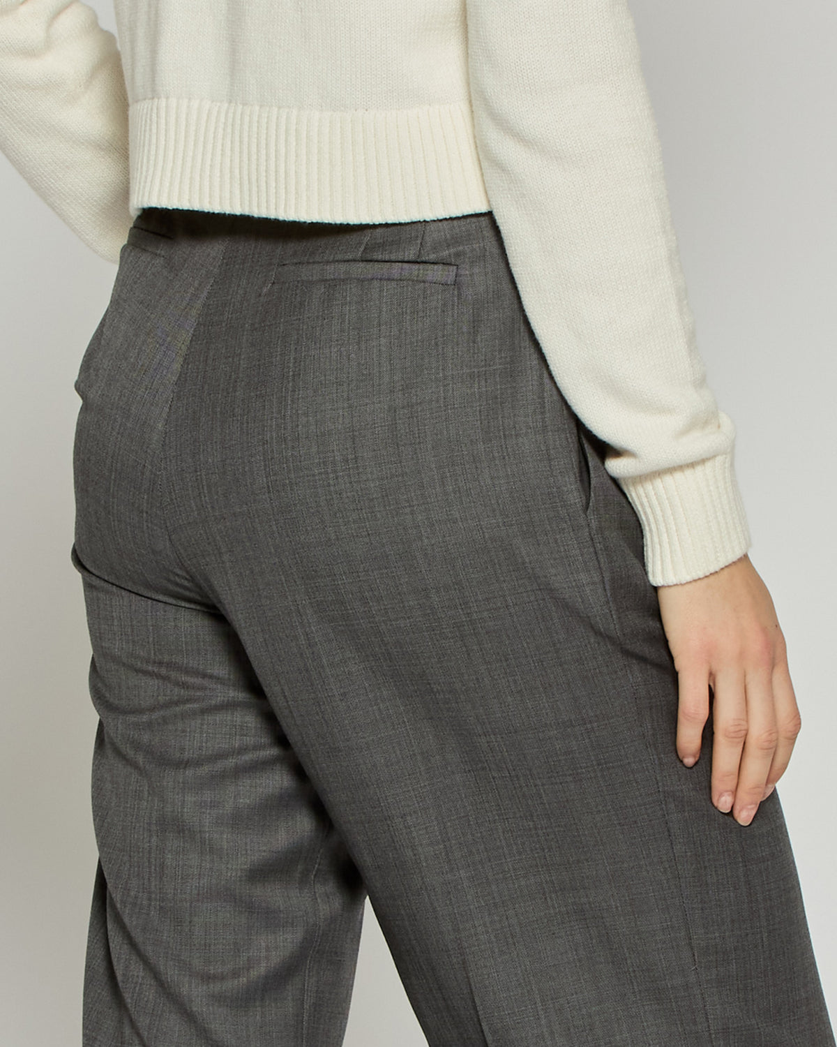 Wool Pleated Trouser - Dark Grey