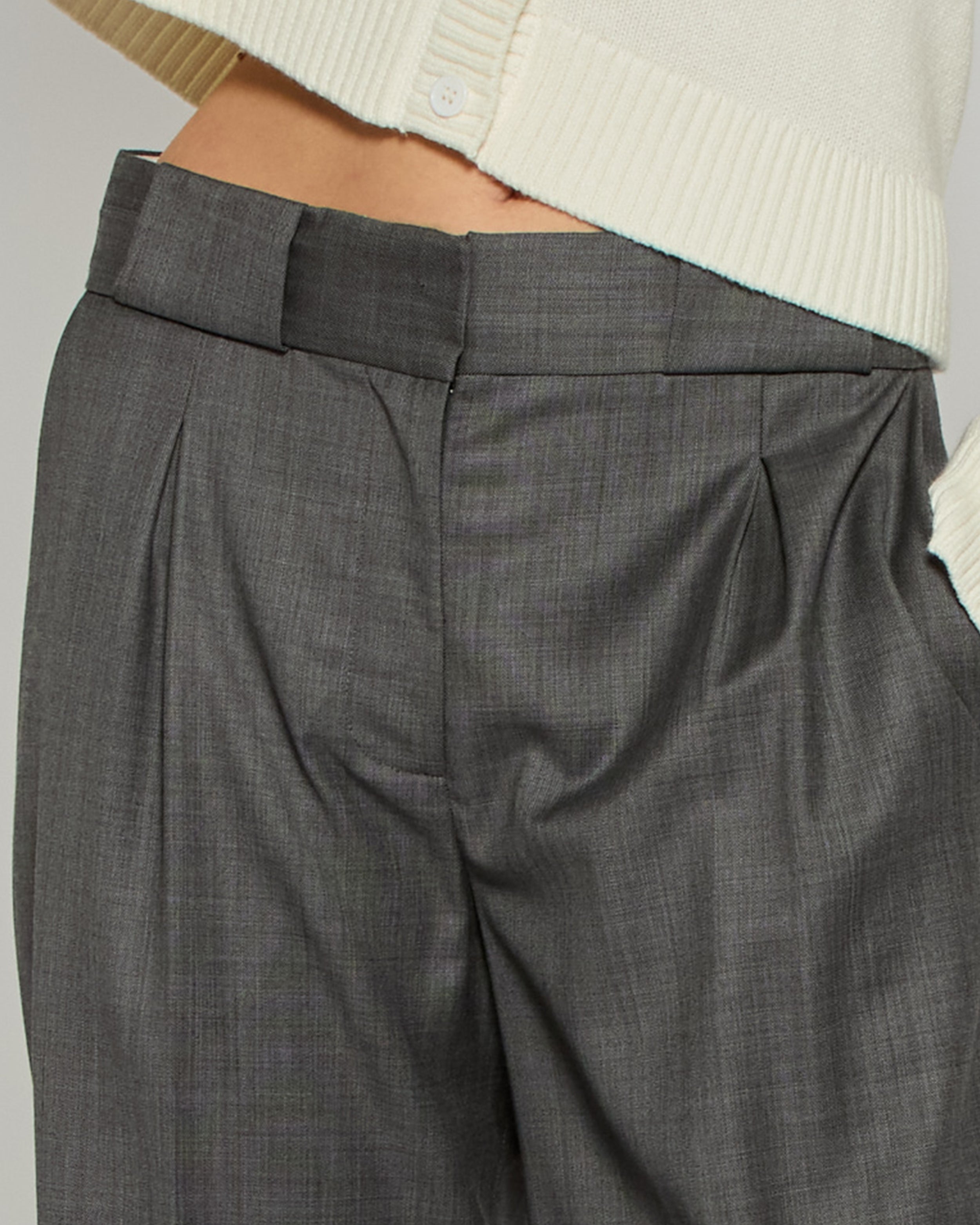 Wool Pleated Trouser - Dark Grey