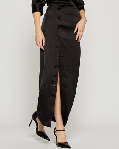Button Down Skirt - Black SERENA BUTE