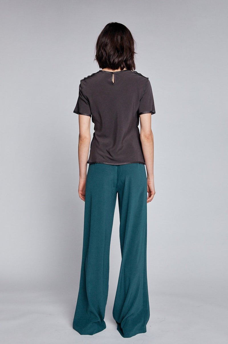 The Anonymous Flare Trouser - Dark Teal Plant Based Matte Satin picture #4
