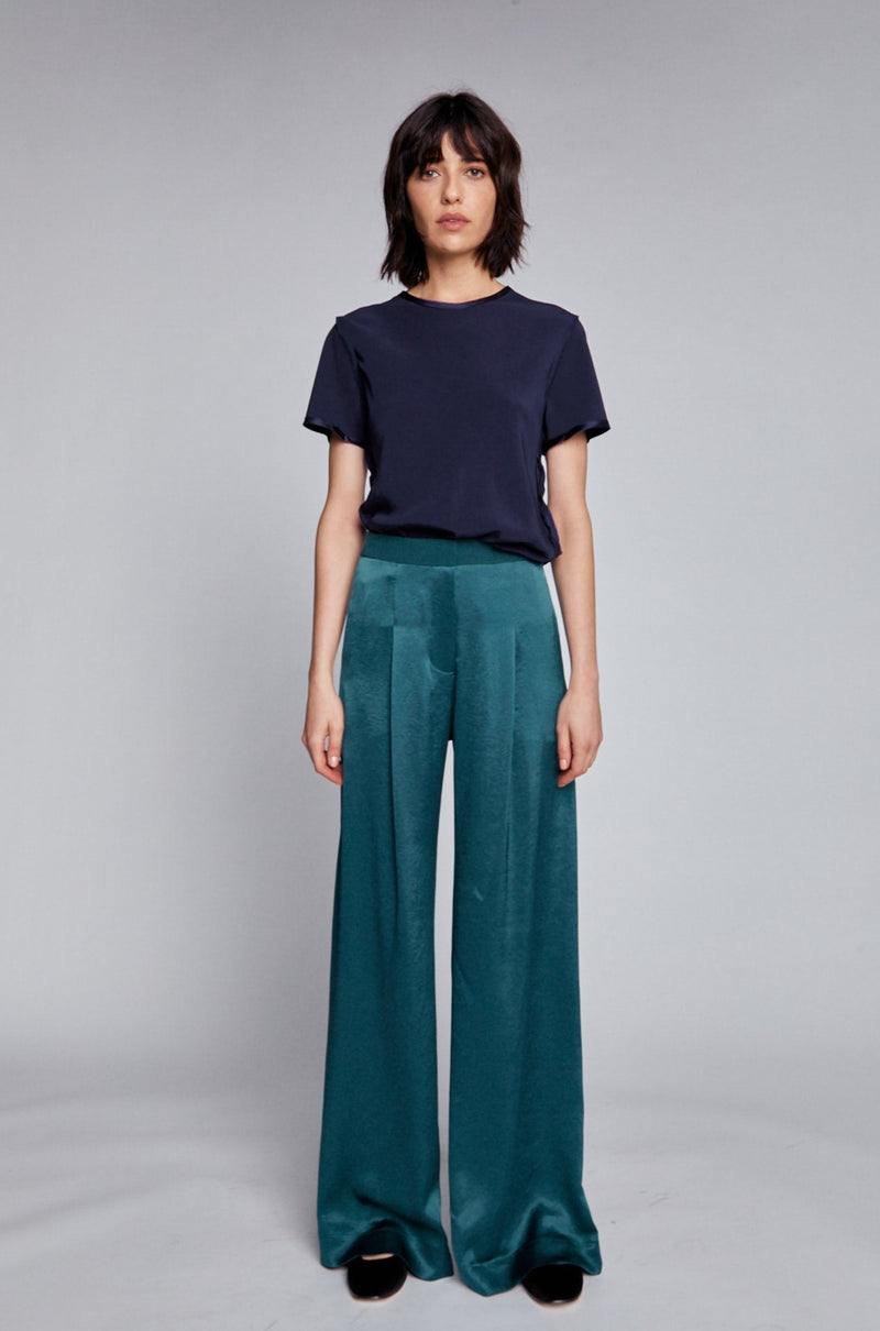 The Bute Trouser - Dark Teal Plant Based Satin picture #3