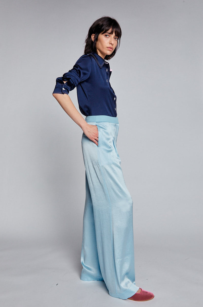 The Bute Trouser - Powder Blue Plant Based Satin picture #4